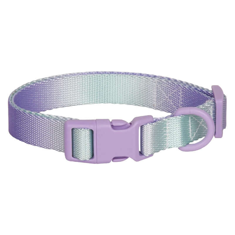 Furevercare Adjustable Nylon Dog & Cat Collar in gradient purple and teal design, lightweight and durable for pets.