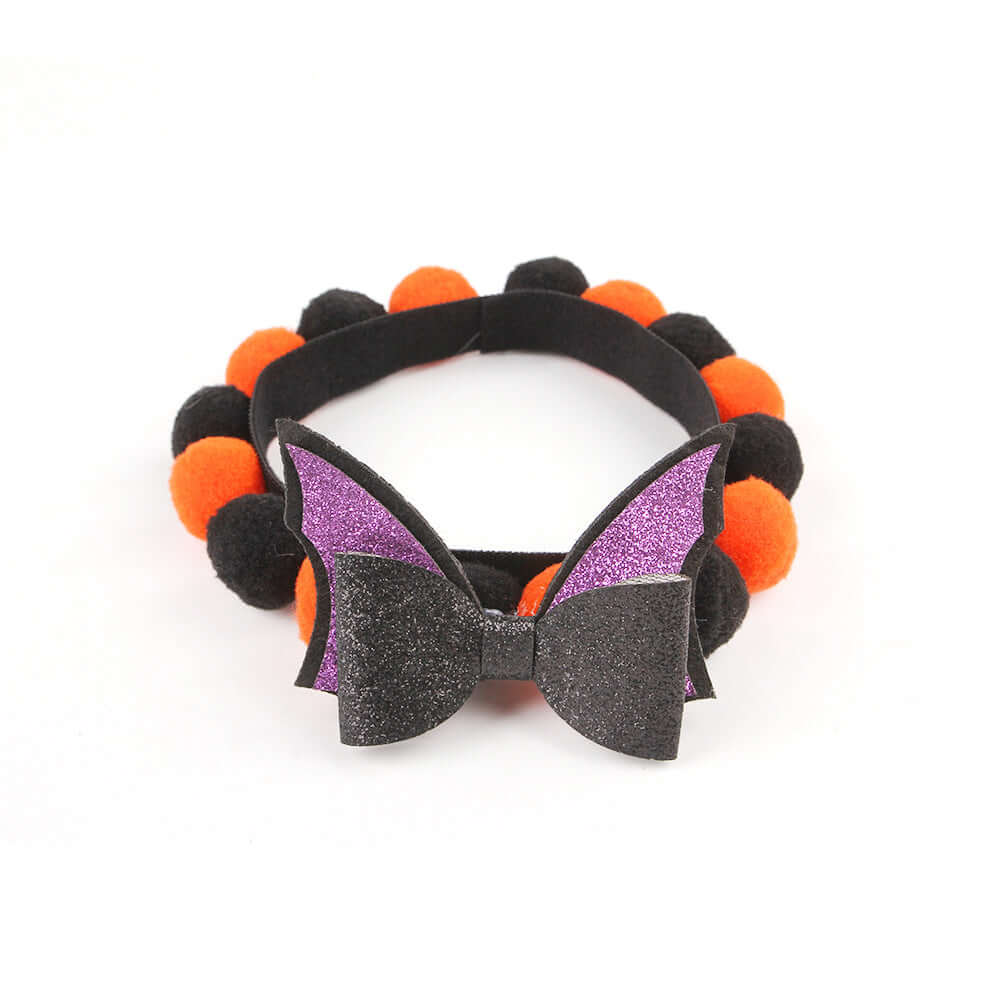 Furevercare Halloween pumpkin fur ball collar accessory for pets