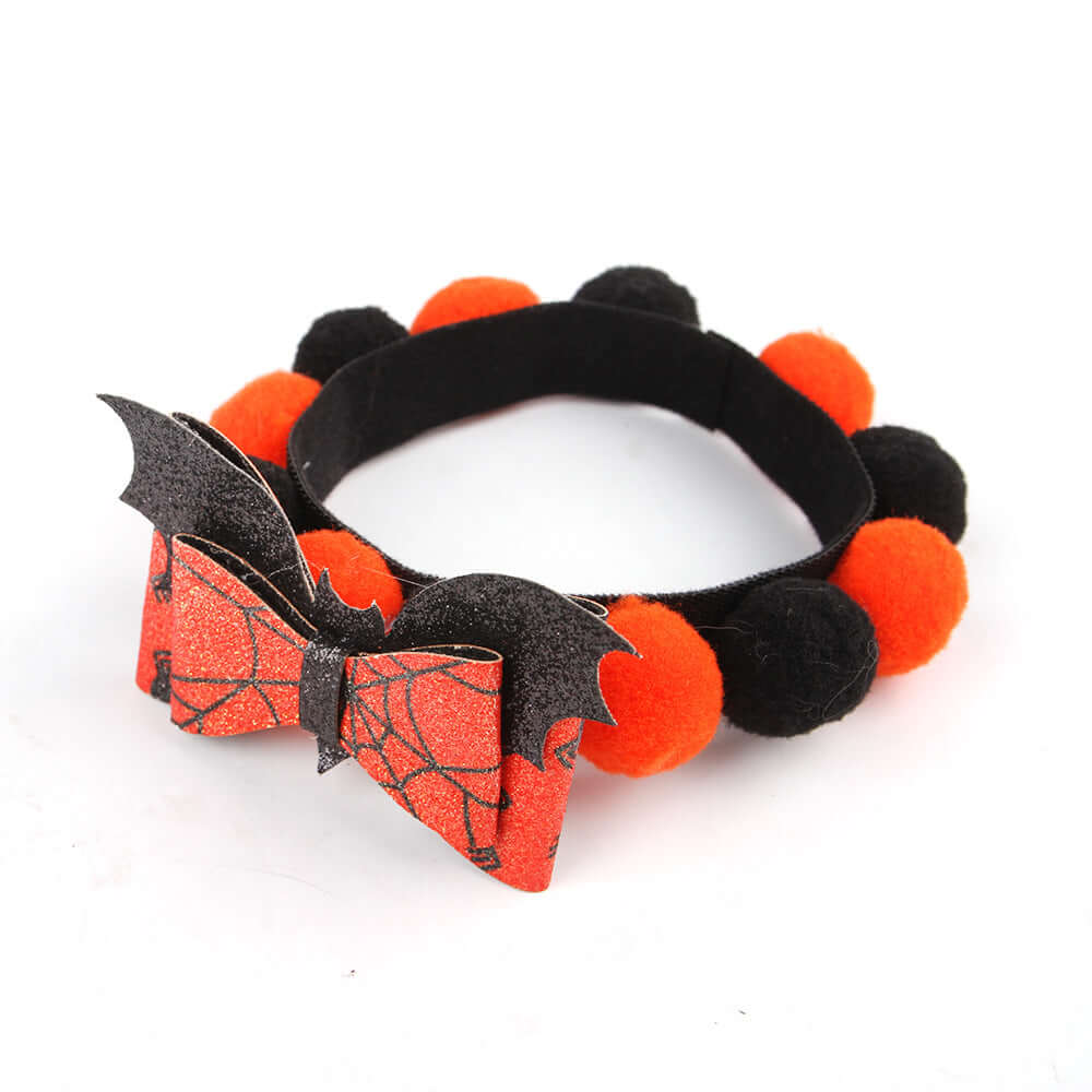 Furevercare Halloween pumpkin fur ball collar accessory for pets