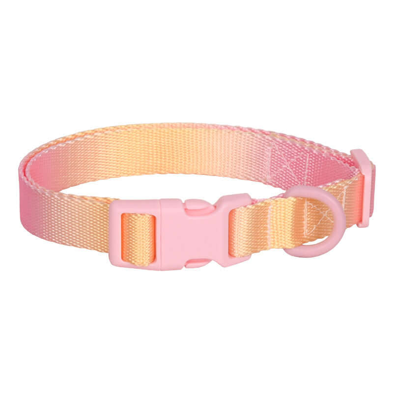 Furevercare Adjustable Nylon Dog & Cat Collar in gradient pink and orange, featuring a durable buckle and lightweight design.