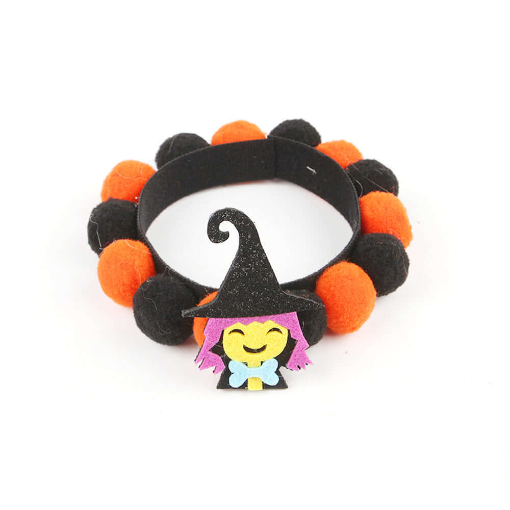 Furevercare Halloween pumpkin fur ball collar accessory for pets