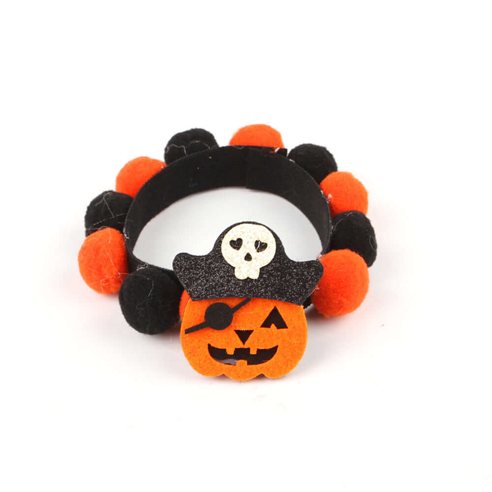 Furevercare Halloween pumpkin fur ball collar accessory for pets